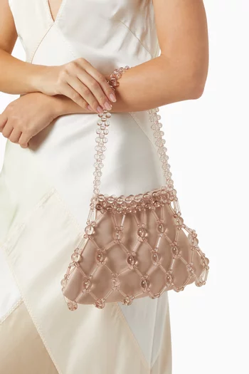 Mina Beaded Shoulder Bag in Satin