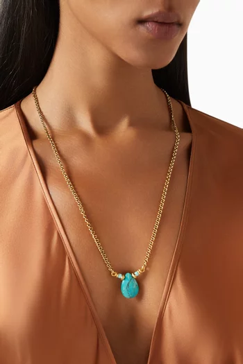 Mystique Turquoise Pendant Necklace in Gold-plated Brass