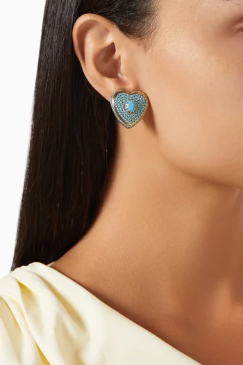 Hannah Turquoise Clip-on Earrings in Gold-plated Brass