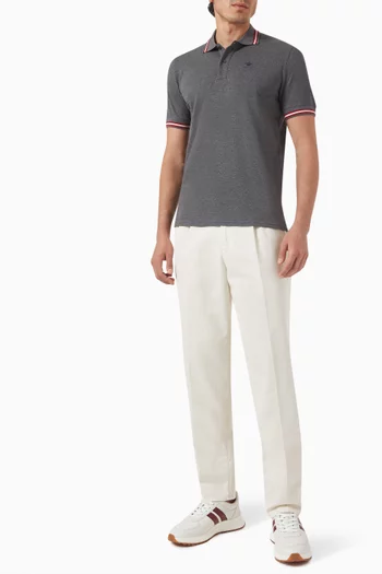 Stripe Polo Shirt in Cotton Pique