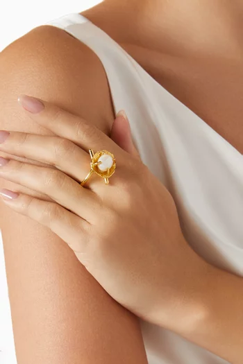 Venus Pearl Open Ring in 24kt Gold-plated Brass