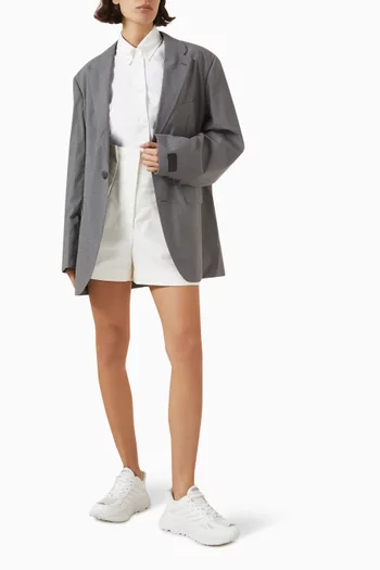 Oversized Kimono-sleeve Blazer in Virgin Wool Blend