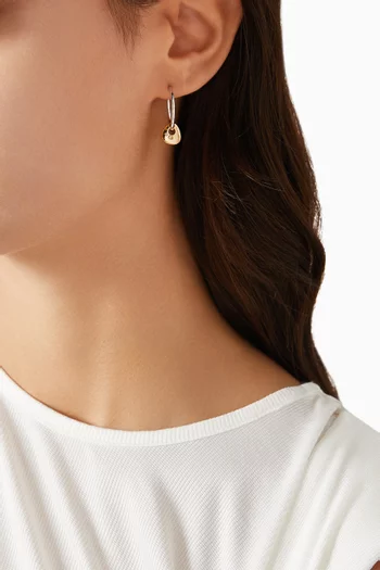 Abacus Nugget Small Charm Hoop Earrings in Rhodium & 18kt Recycled Gold-plated Vermeil