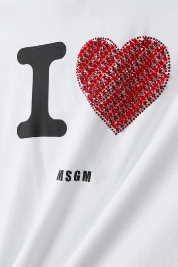 I Love MSGM Logo T-shirt in Cotton