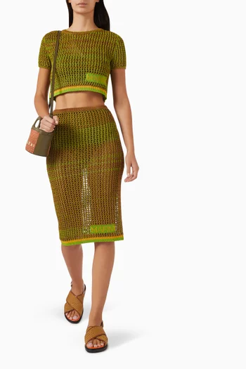 Logo Midi Skirt in Net Knit