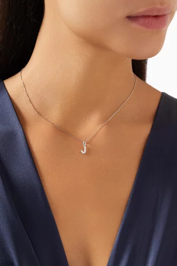 Letter 'B' Tennis Necklace Diamond Pendant in 18kt White Gold