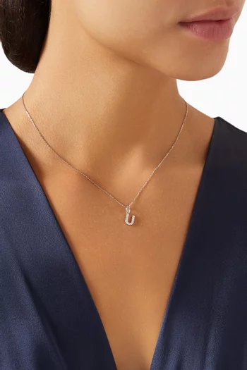 Letter 'B' Tennis Necklace Diamond Pendant in 18kt White Gold