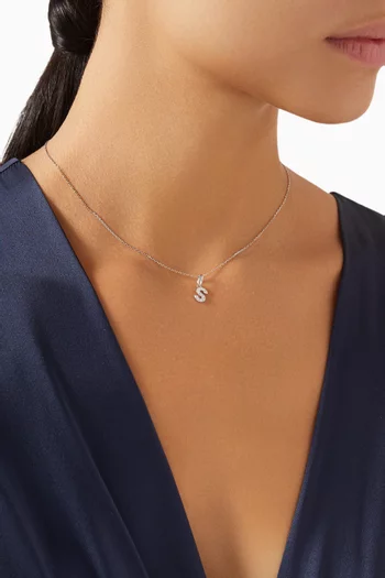 Letter 'B' Tennis Necklace Diamond Pendant in 18kt White Gold