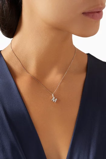 Letter 'B' Tennis Necklace Diamond Pendant in 18kt White Gold