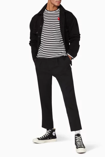 Striped Logo Appliqué Cotton T-Shirt
