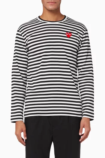 Striped Logo Appliqué Cotton T-Shirt