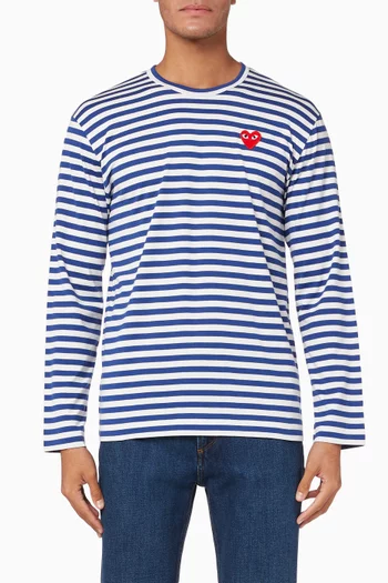 Striped Logo Appliqué Cotton T-Shirt
