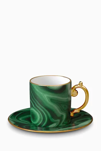 Malachite Espresso Cup & Saucer, Set of 6