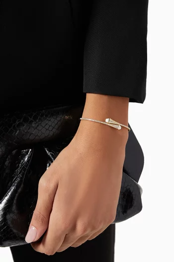 Cleo Diamond Slim Slip-on Bracelet with White Agate in 18kt Yellow Gold