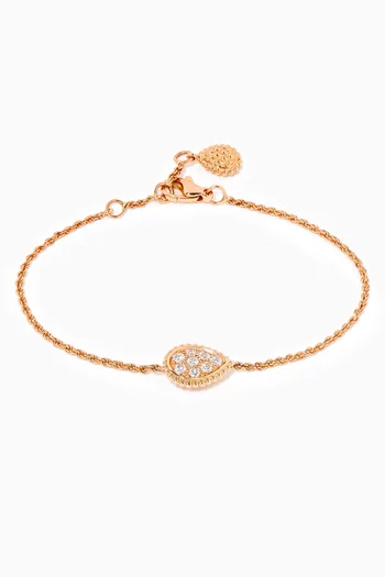 Serpent Bohème Bracelet with Pavé Diamonds in 18kt Rose Gold, S Motif