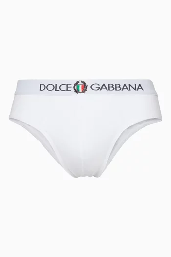 Men's Cotton Boxer Briefs With Logo Band by Dolce & Gabbana