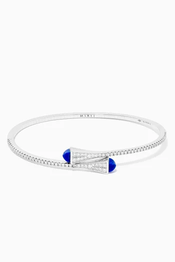 Cleo Lapis Lazuli Diamond Slim Slip-on Bracelet in 18kt White Gold