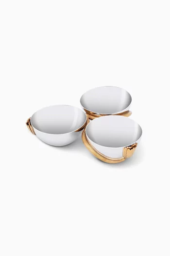 حامل تقديم توابل بتصميم أوراق ديكو مطلي بالذهب