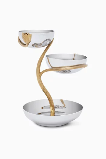 حامل تقديم من ثلاثة طبقات بتصميم أوراق ديكو