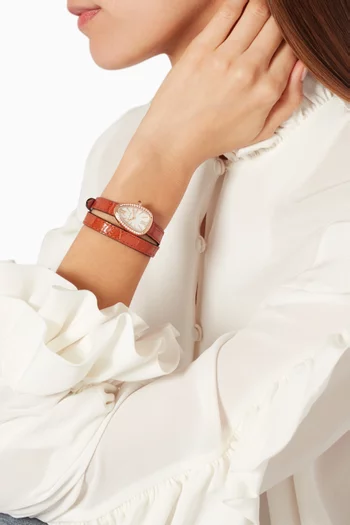 Rose-Gold, Leather & Diamond Serpenti Watch