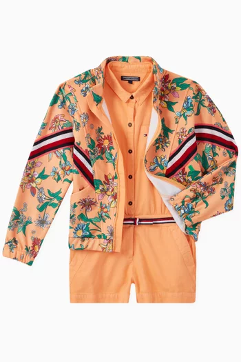 Signature Stripe Belted Cotton Playsuit