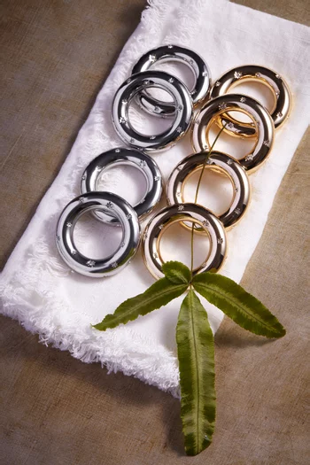 Silver Platinum Stars Napkin Jewels, Set Of 4