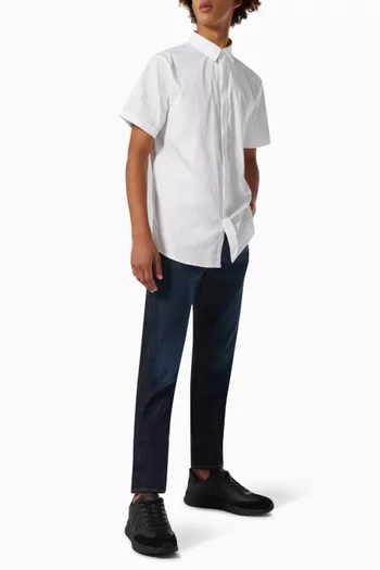 Logo Stretch Shirt in Cotton Poplin   