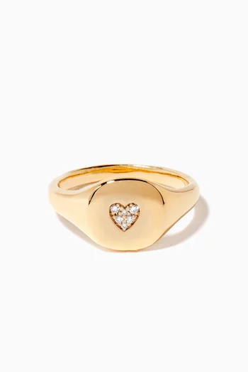 Yellow-Gold & Diamond Mini Heart Pinky Ring