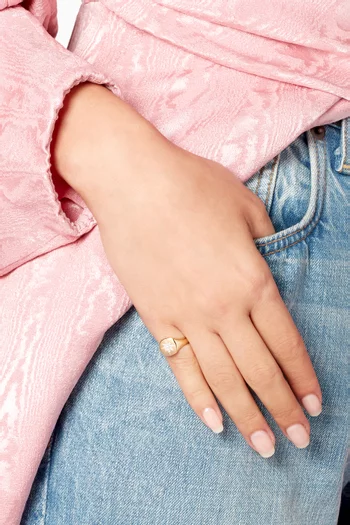 Yellow-Gold & Diamond Mini Compass Pinky Ring