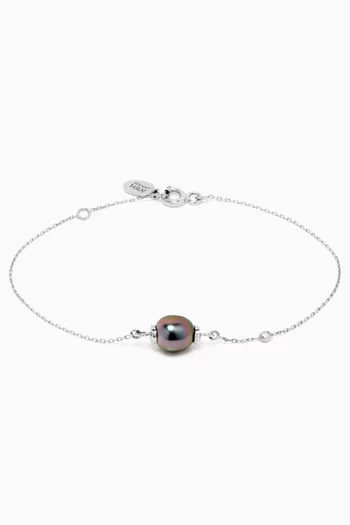 Links of Love My First Pearl Diamond Bracelet in 18kt White Gold