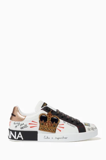 Portofino Sneakers in Printed Nappa Calfskin with Patch     