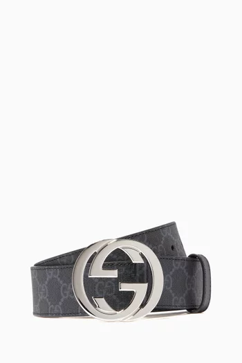 Black & Grey GG Supreme Belt 