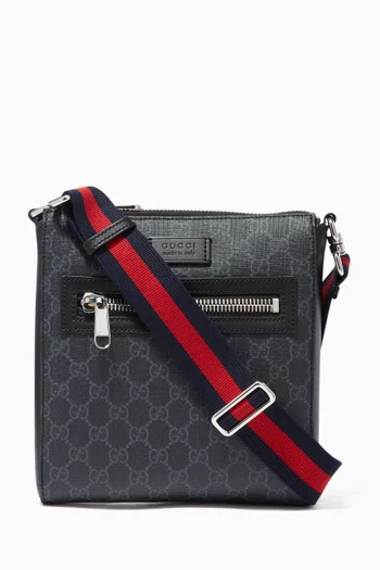Black & Grey GG Supreme Small Messenger Bag