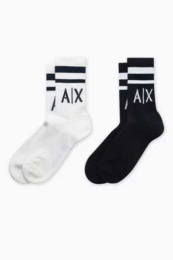 Logo Socks in Cotton-blend, Set of 2