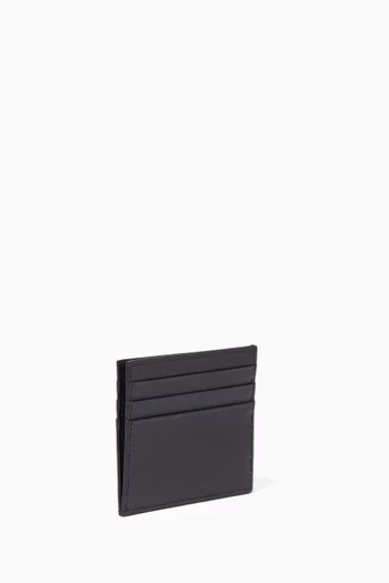 Black Triangle Logo Saffiano Leather Card Holder