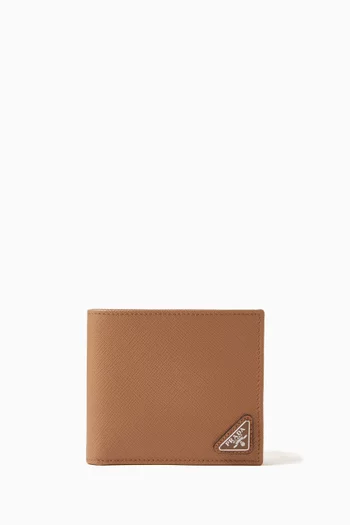 Triangle Logo BiFold Wallet in Saffiano Leather