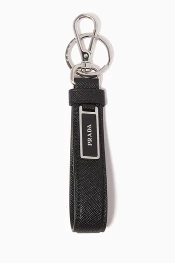 Black Saffiano Leather Key Ring