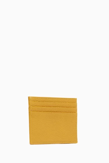 Yellow Embossed Logo Leather Card Holder