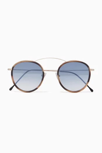 Tortoiseshell & Blue Met-Ro2 Sunglasses