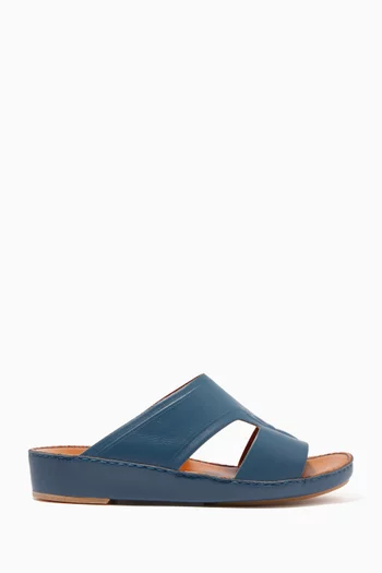 Blue Calfskin Cinghia Sandals