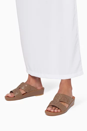 Green Calfskin Peninsula Intrecciare Sandals