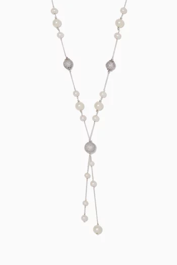 Sherine Pearl Tassel Necklace in Sterling Silver