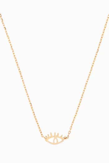 قلادة بحلية بشكل عين ذهب أصفر ومينا أبيض