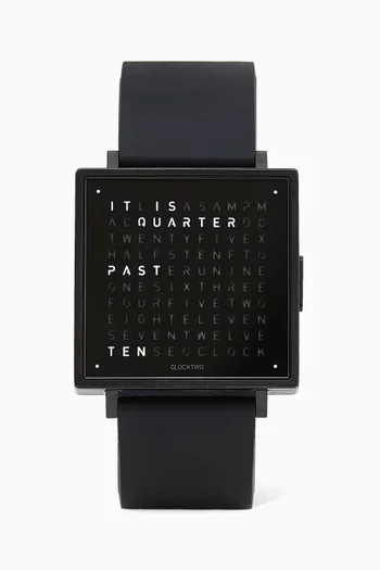 ساعة دابليو 39 ستانلس ستيل بحروف إنجليزية وسوار مطاطي أسود