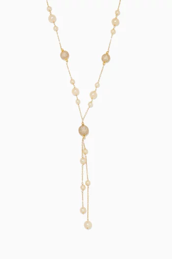 Sherine Pearl Tassel Necklace in 18kt Gold Plated Sterling Silver