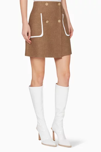 High-Waisted Wool Mini Skirt 