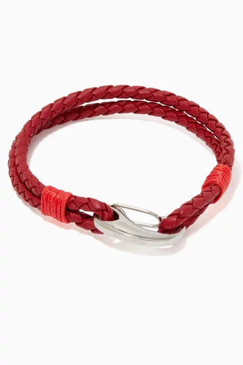 Elio 2-Line Woven Leather Bracelet
