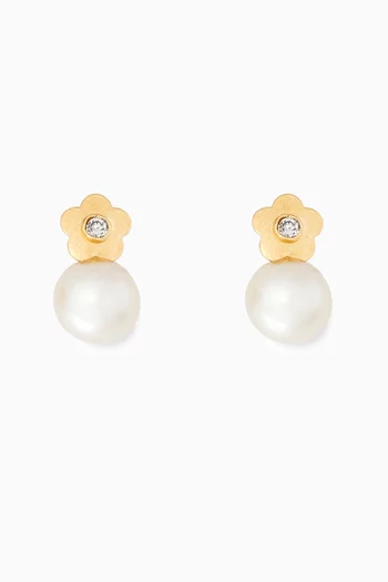 Flower Pearl Diamond Earrings        