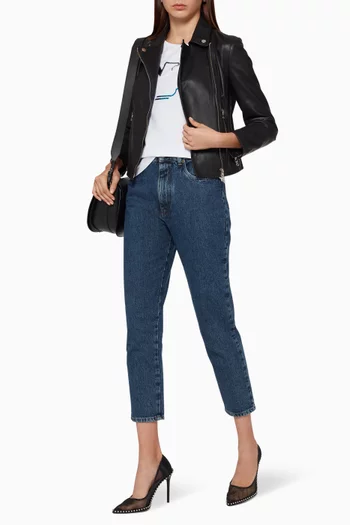 Leather Biker Belt Jacket  