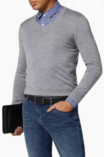 حزام جلد سافيانو بوجهين بإبزيم